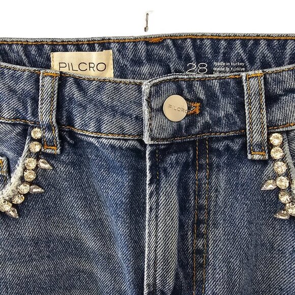 Anthropologie Pilcro Lover Embellished Denim Shorts Size 28 Gemstone NWT Cut Off - Picture 7 of 10